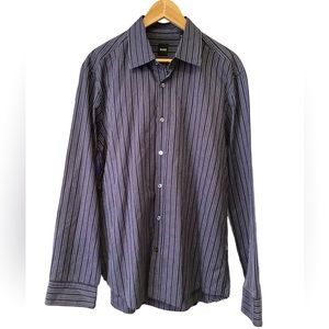 Hugo Boss Navy Blue Pinstriped Dress shirt